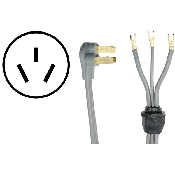 3-Wire Open-End-Connector 40-Amp Range Cord with Quick Connect, 4ft