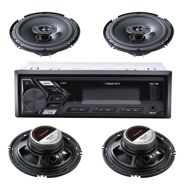 Single-DIN In-Dash Mechless Car Audio System Package