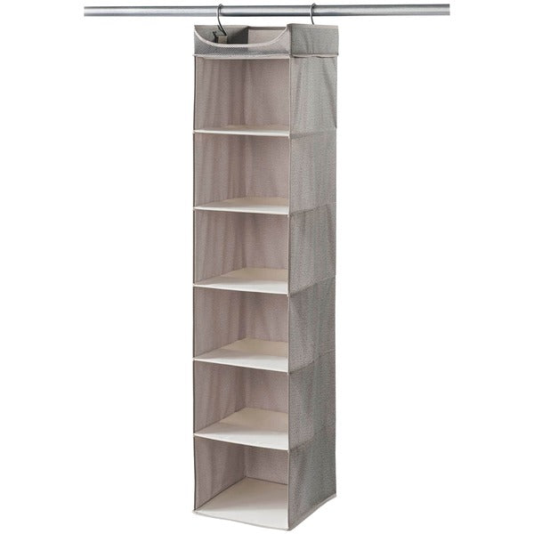 Harmony Twill Collection Hanging 6-Shelf Closet Organizer with Top Shelf
