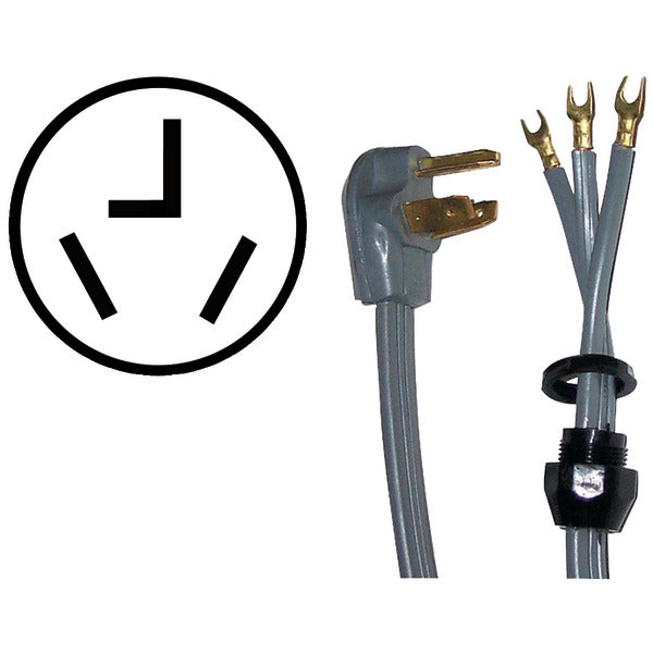 3-Wire Open-End-Connector 30-Amp Dryer Cord with Quick Connect, 4ft