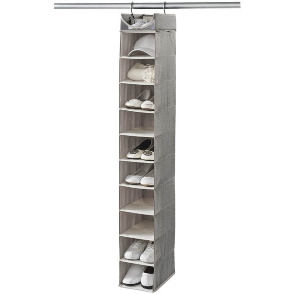 Harmony Twill Collection Hanging 10-Shelf Closet Organizer with Top Shelf