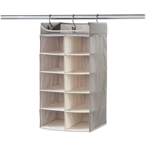 Harmony Twill Collection Hanging 2 x 5 Cubby Closet Organizer with Top Shelf
