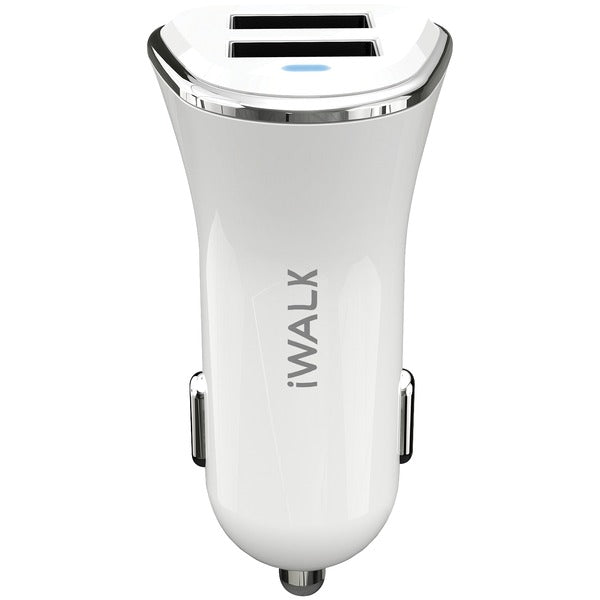 Car Charger with Dual USB Ports (White)