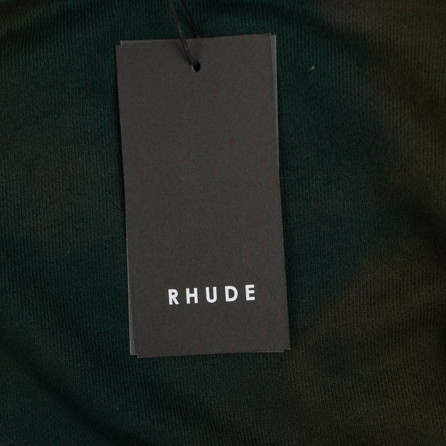 Layered French Terry Nylon Hoodie Sweatshirt - Green