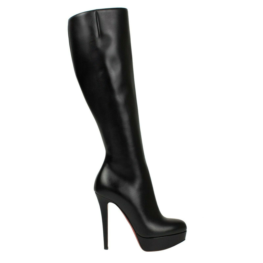 Bianca Leather 140mm Knee Boots - Black