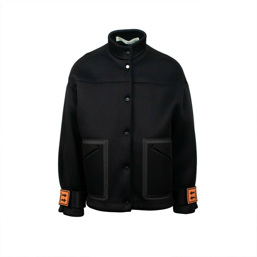 Oversize Scuba Button Front Jacket - Black / Orange
