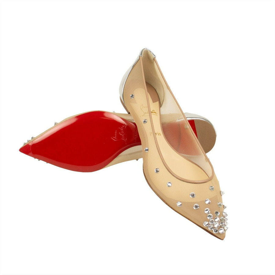 'Degra' Mesh Ballerina Flats - Beige