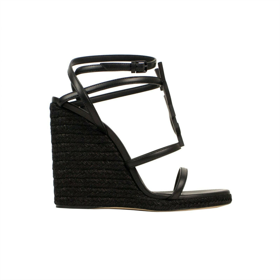 YSL 'Cassandra' Wedge Espadrilles Heels - Black