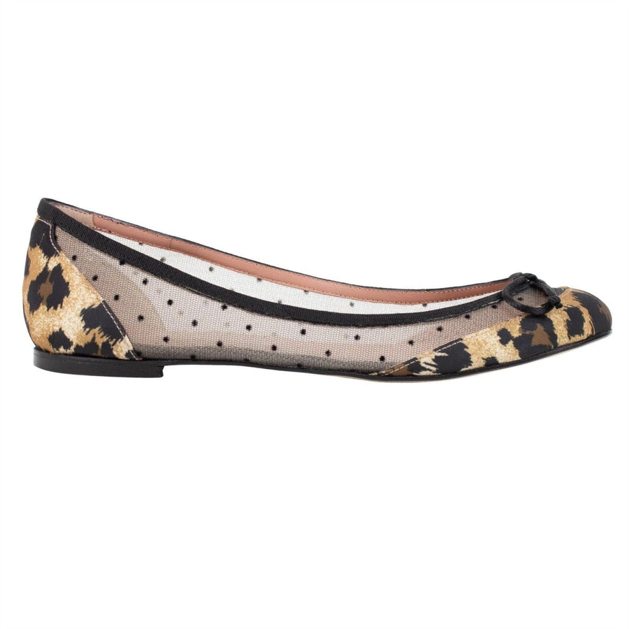 Mesh Polka Dots & Leopard Flats - Black / Leopard Print