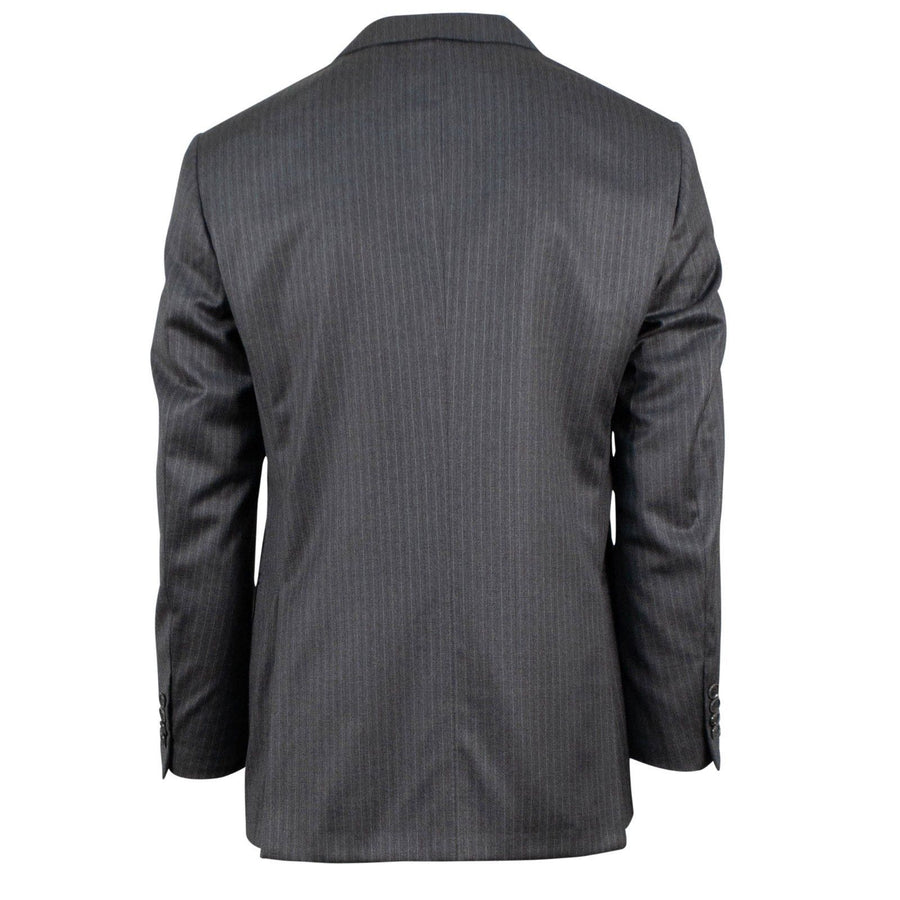 Pinstriped Wool Two Button Suit - Heather Grey