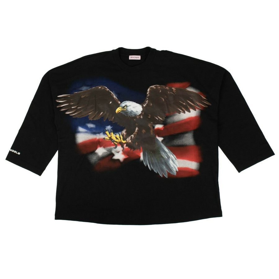 Cotton Eagle Loose Long Sleeve T-Shirt - Black