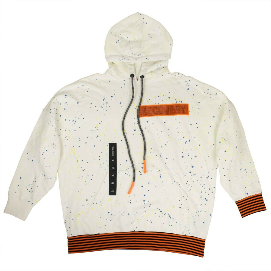 Paint Splattered 'Recovery' Hooded Sweatshirt - White