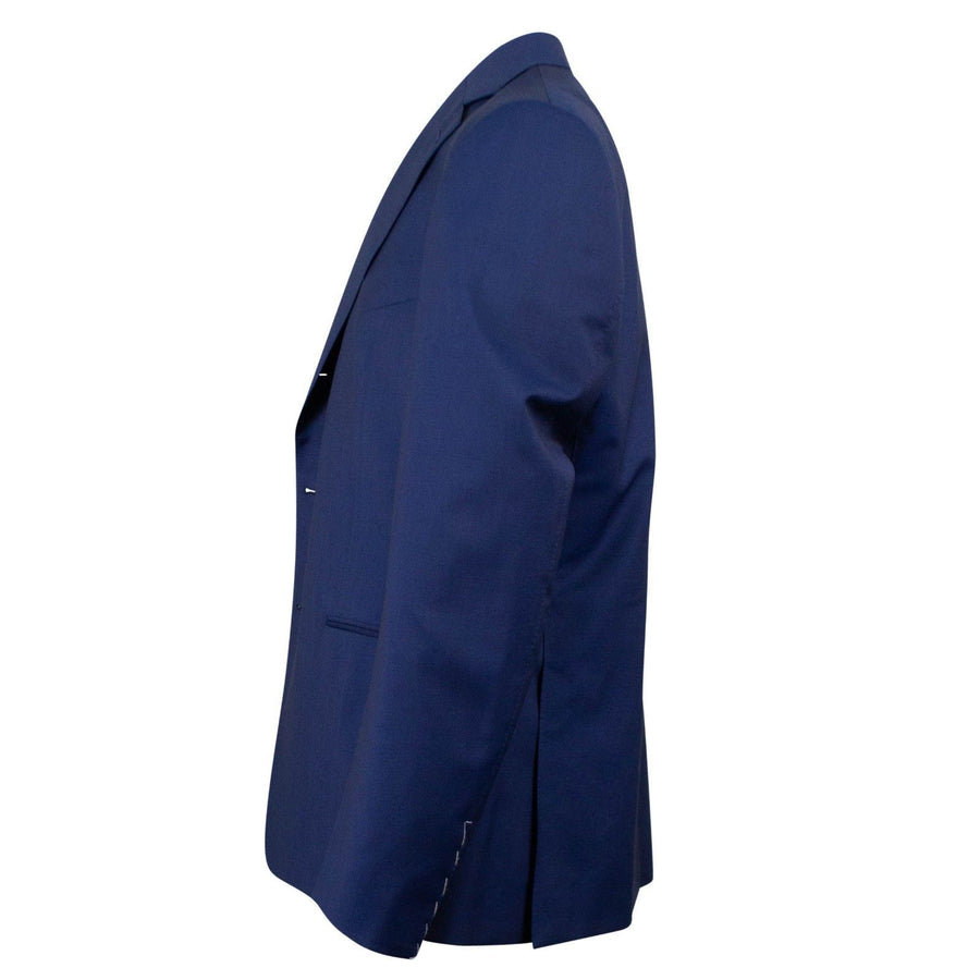 Drop 7 Solid Wool Blend Three Roll Two Button Suit - Navy