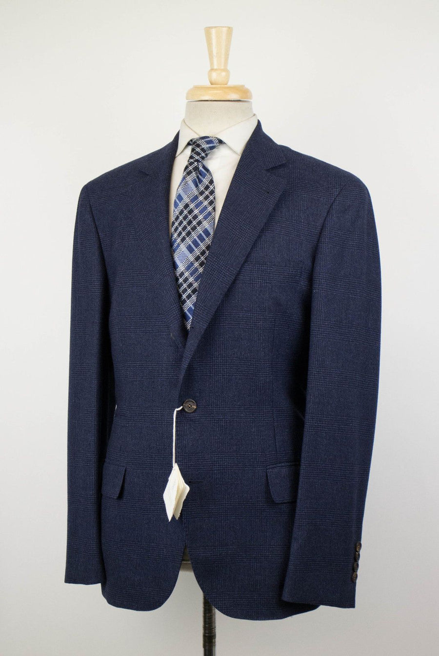 Plaid Wool Blend 3/2 Sport Coat - Blue