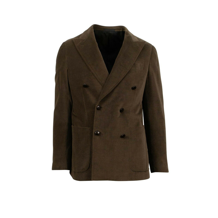 Drop 8 Velvet Cotton Plaid Double Breasted Sport Coat - Brown