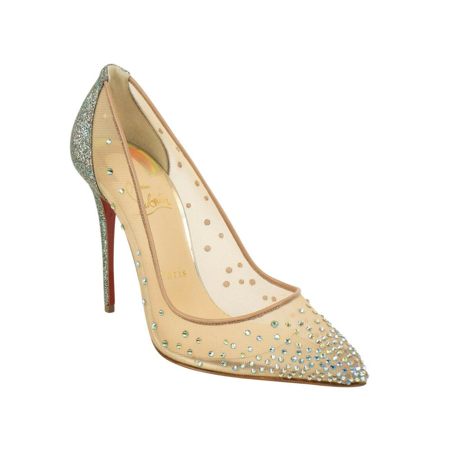 Follies Strass 100mm Mesh Pumps - Gray Glitter