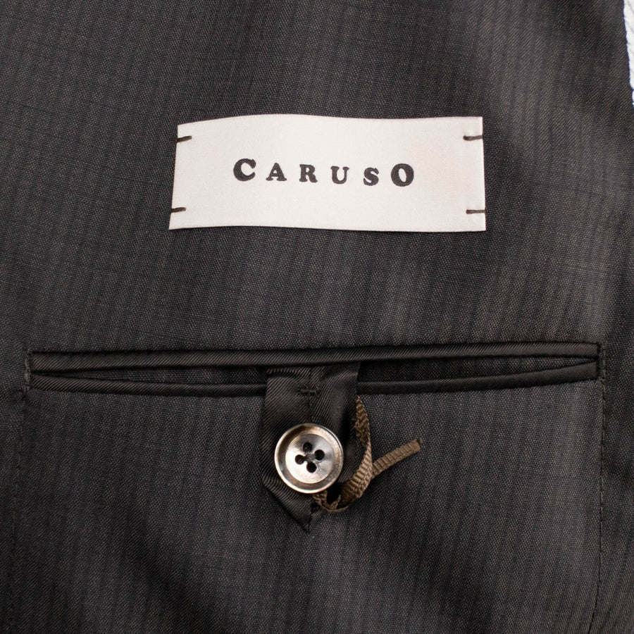 Drop 7 Striped Double Breasted Slim/Trim Fit Suit - Brown