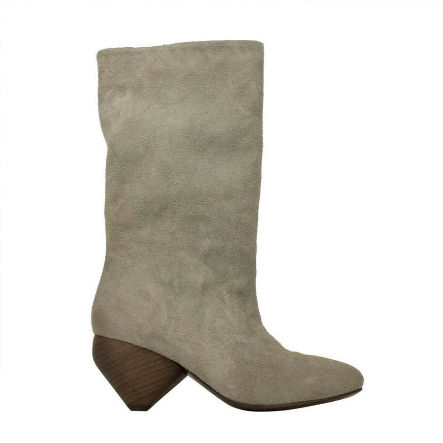 Slouchy Distressed Deer Leather Boots - Gray