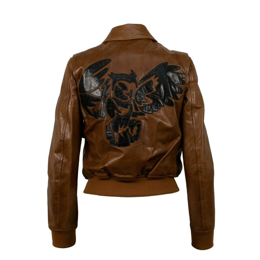 Large Owl Logo Bomber Jacket - Brown