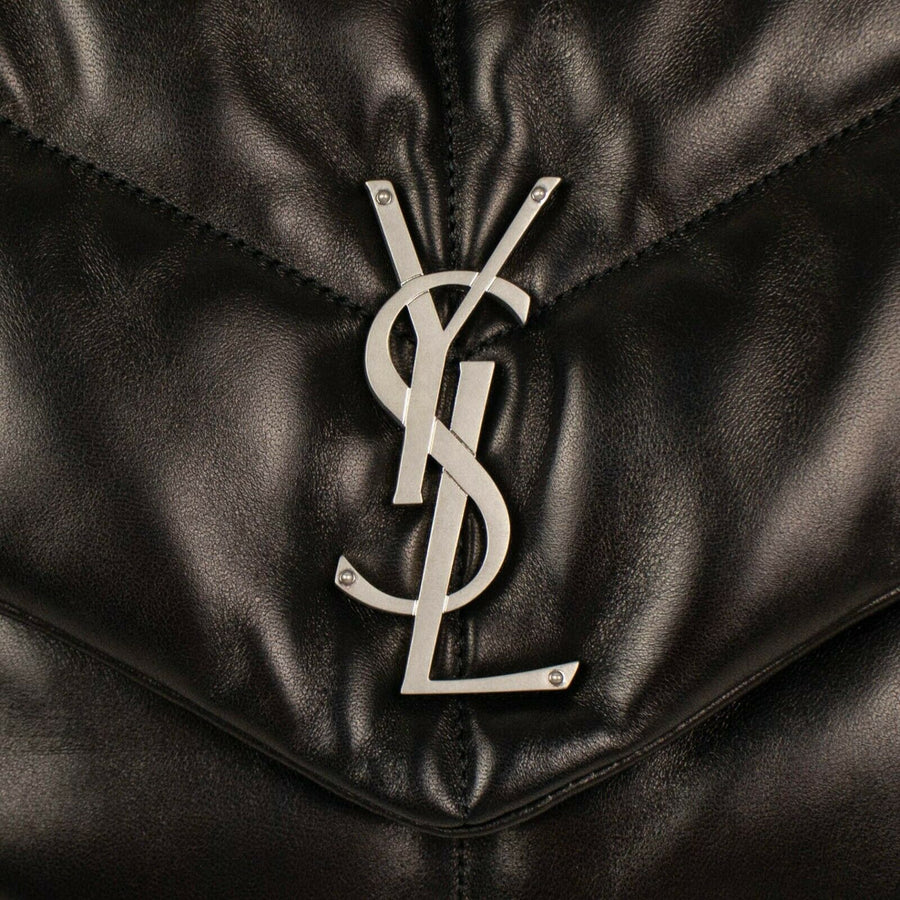 Loulou Puffer Medium Quilted Lambskin Leather Handbag - Black