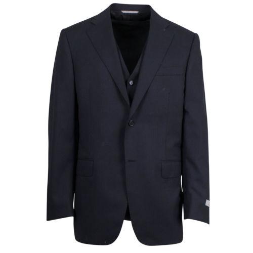 Wool 2 Button 3 Piece Classic Fit Suit - Black