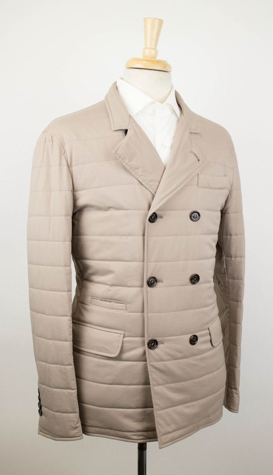 Nylon Puffer Peacoat Jacket - Beige