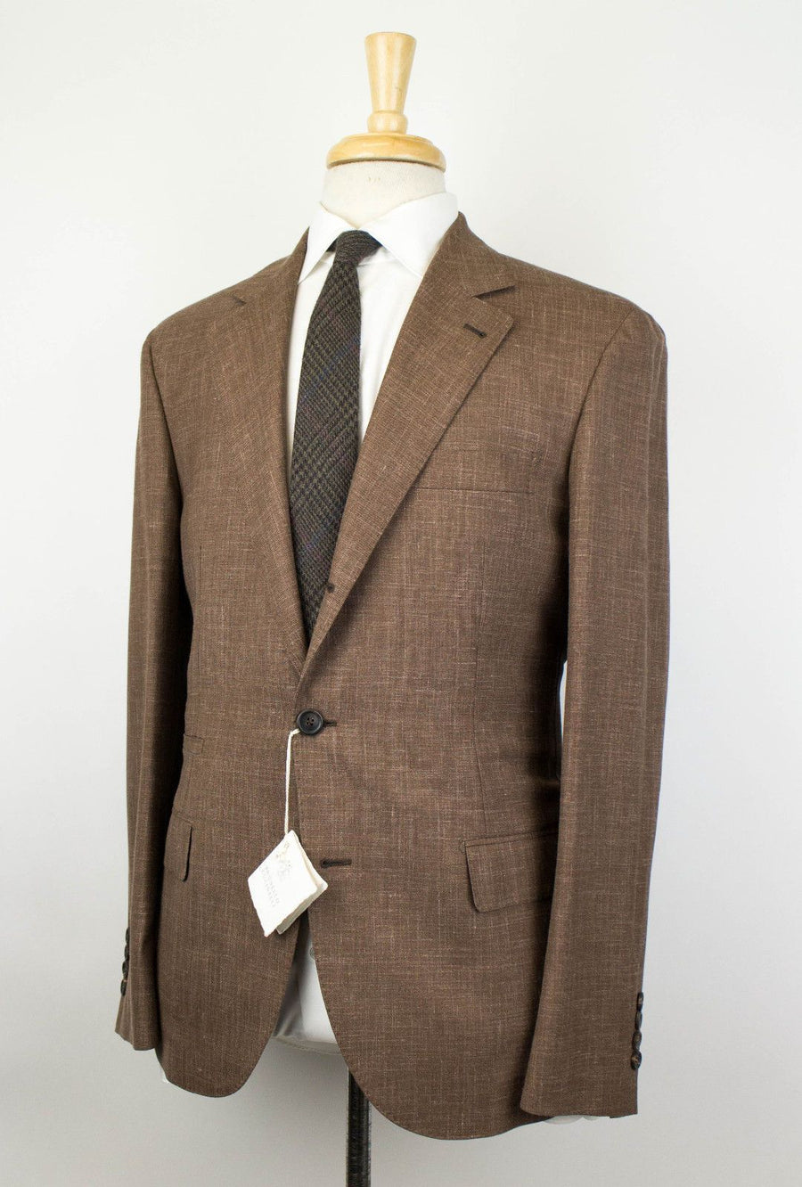 Wool Blend 3 Roll 2 Button Suit - Brown