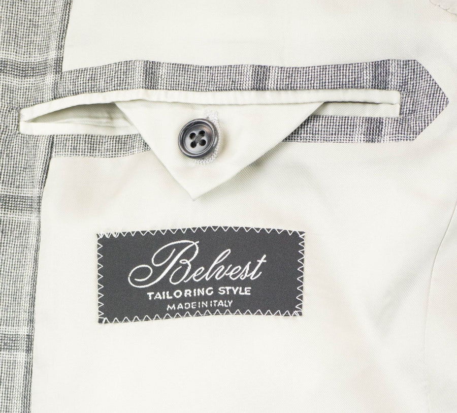 Windowpane Wool Super 160's 2 Button Suit - Gray
