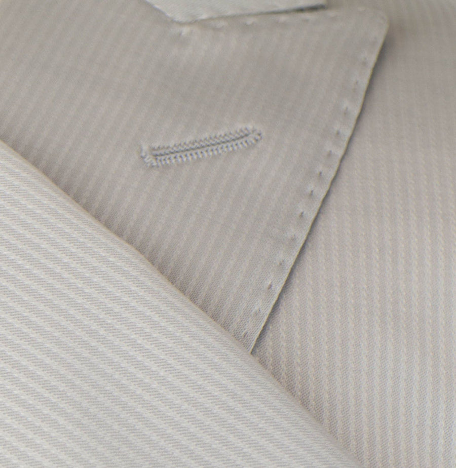 Striped Wool Blend 1 Button Sport Coat - White