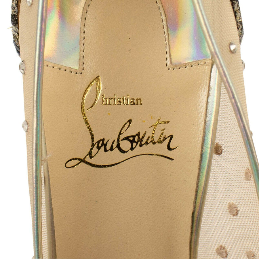 Follies Strass 100mm Mesh Pumps - Metallic Leopard Print