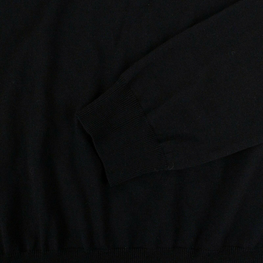 Wool Back BB Logo Crew Neck Sweater Top - Navy Blue