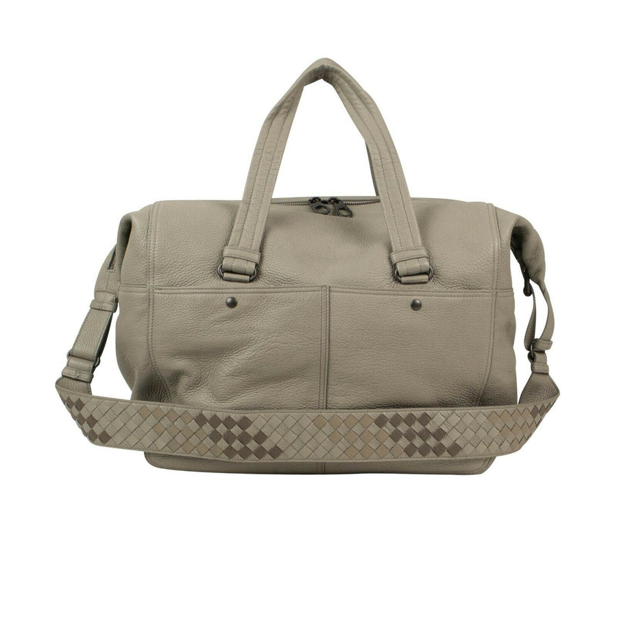 Leather Duffle Bag - Light Gray