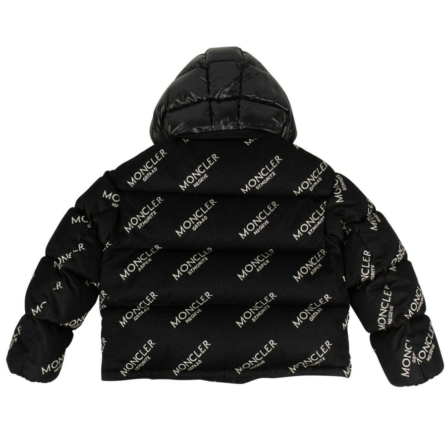 'Caille' Logo Puffer Coat - Black