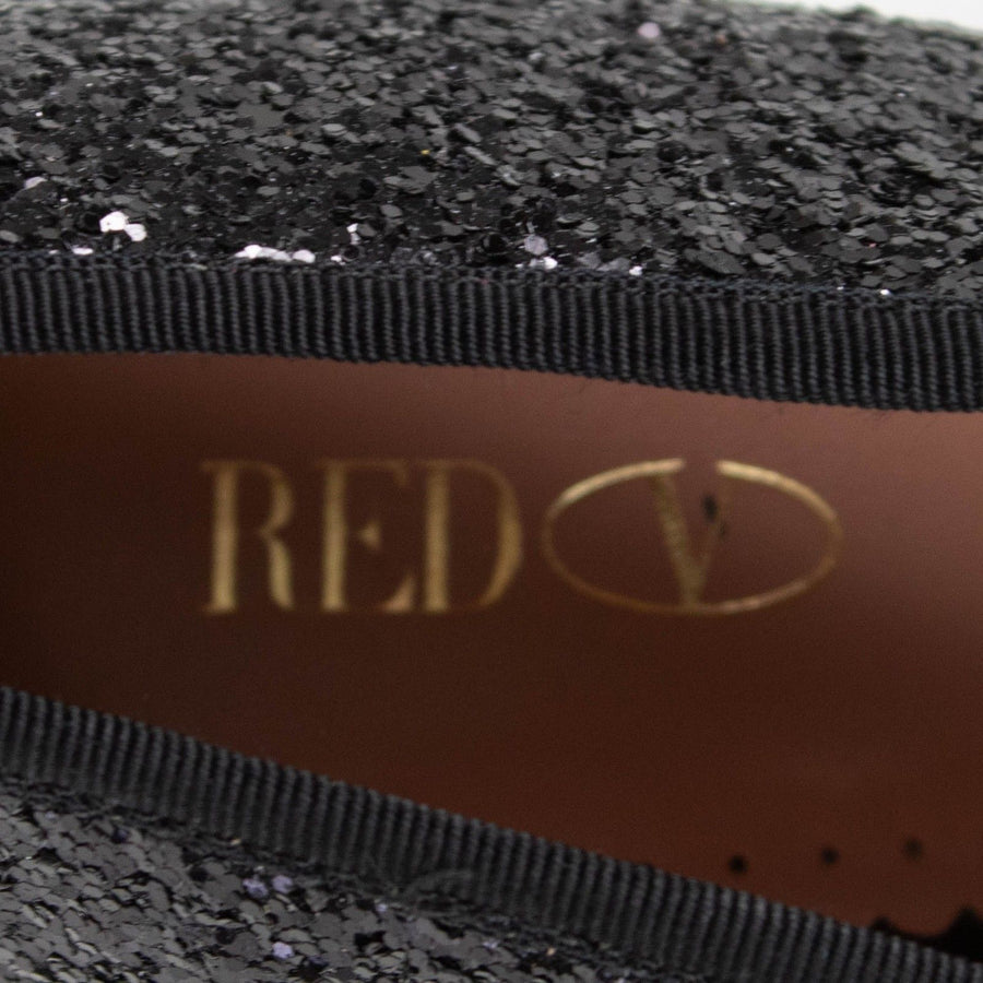 Glitter Peep Toe Bow Pumps - Black