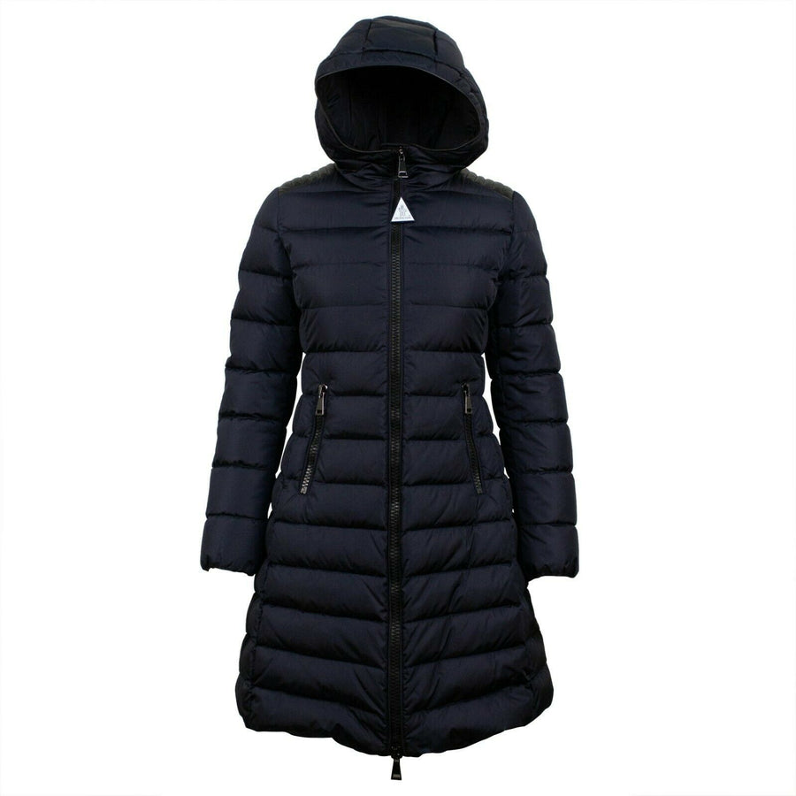 'Talev' Down Filled Quilted Puffer Long Coat - Navy Blue