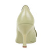 Leather Bow Pointed Toe Pumps - Green