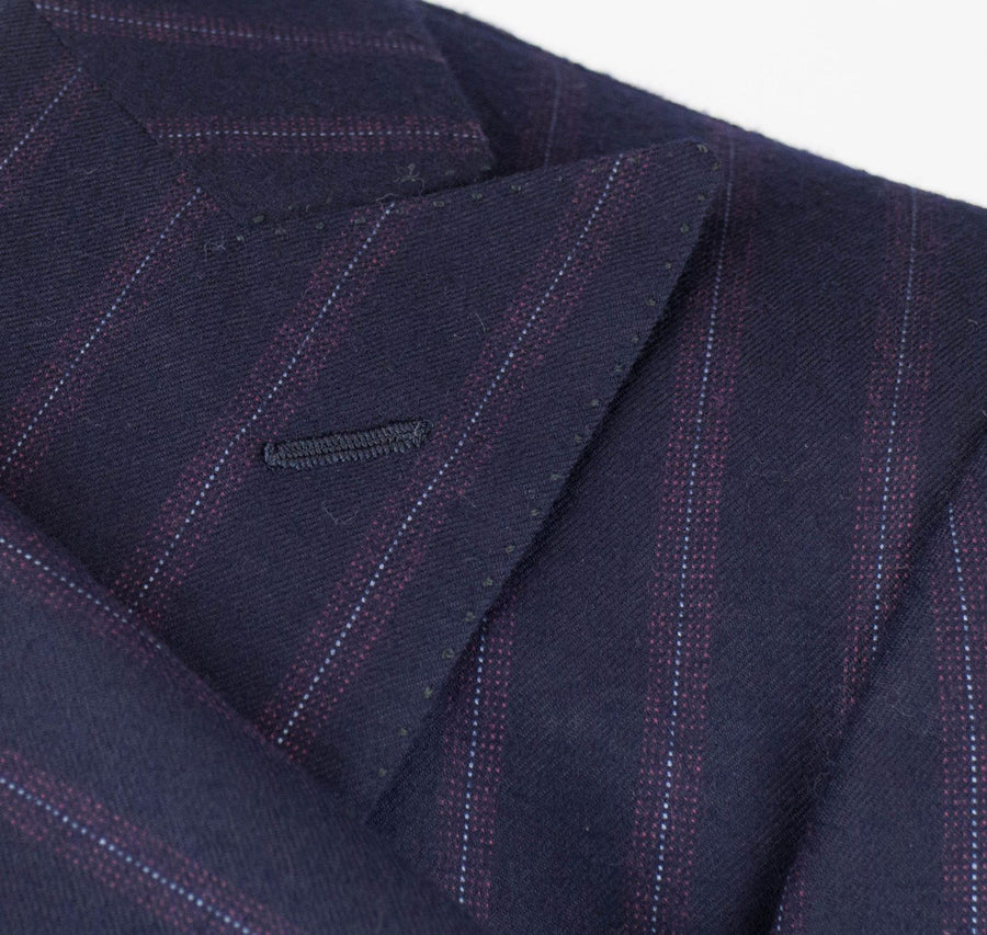 Drop 7 Thick Striped Cashmere Blend Suit - Navy / Purple