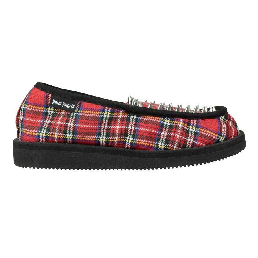Palm Angels x Suicoke Tartan Studded Slippers - Red