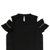 Crewneck Cold Shoulder Ruffle Sleeve T-Shirt Top - Black