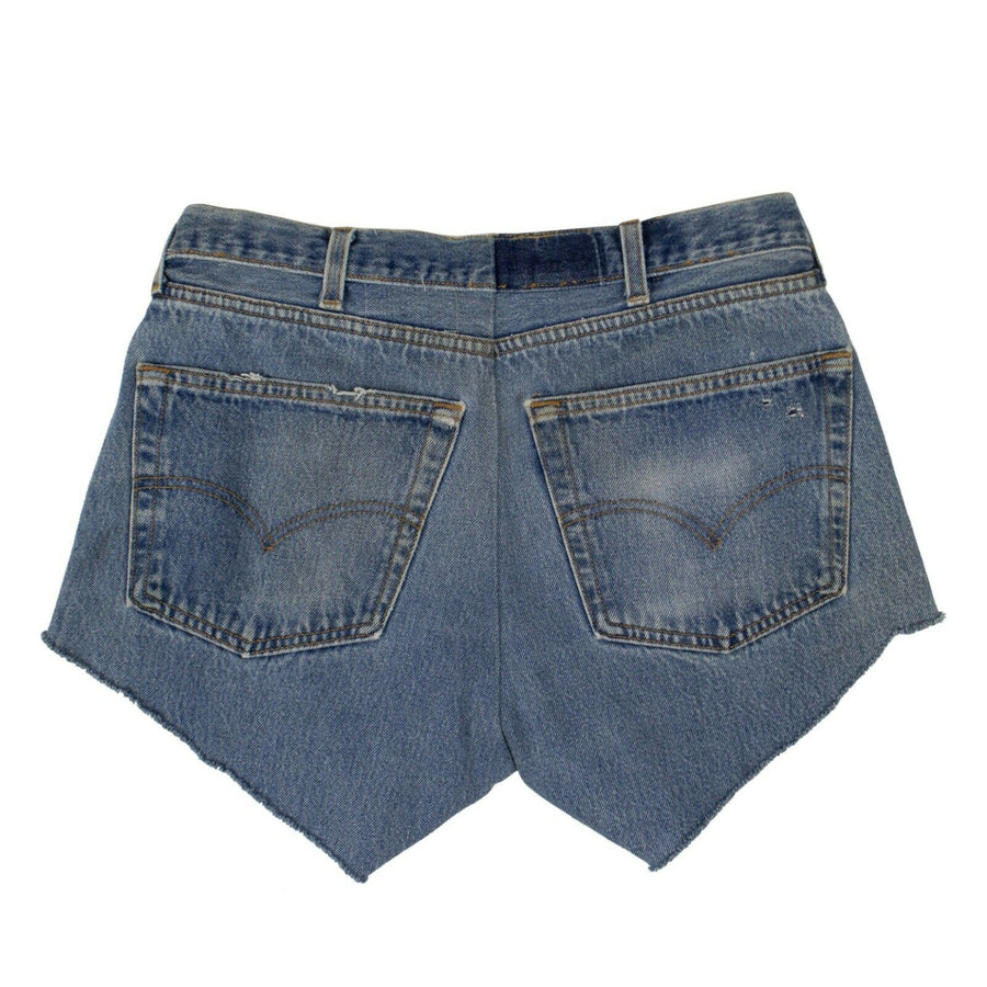 Vintage Denim Zipper  Jean Shorts - Blue