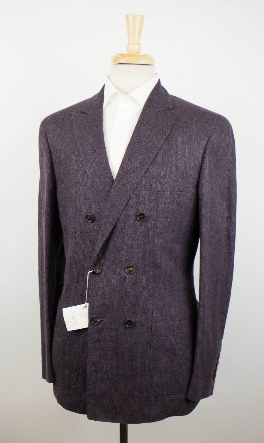 Wool Blend Double Breasted Sport Coat - Purple