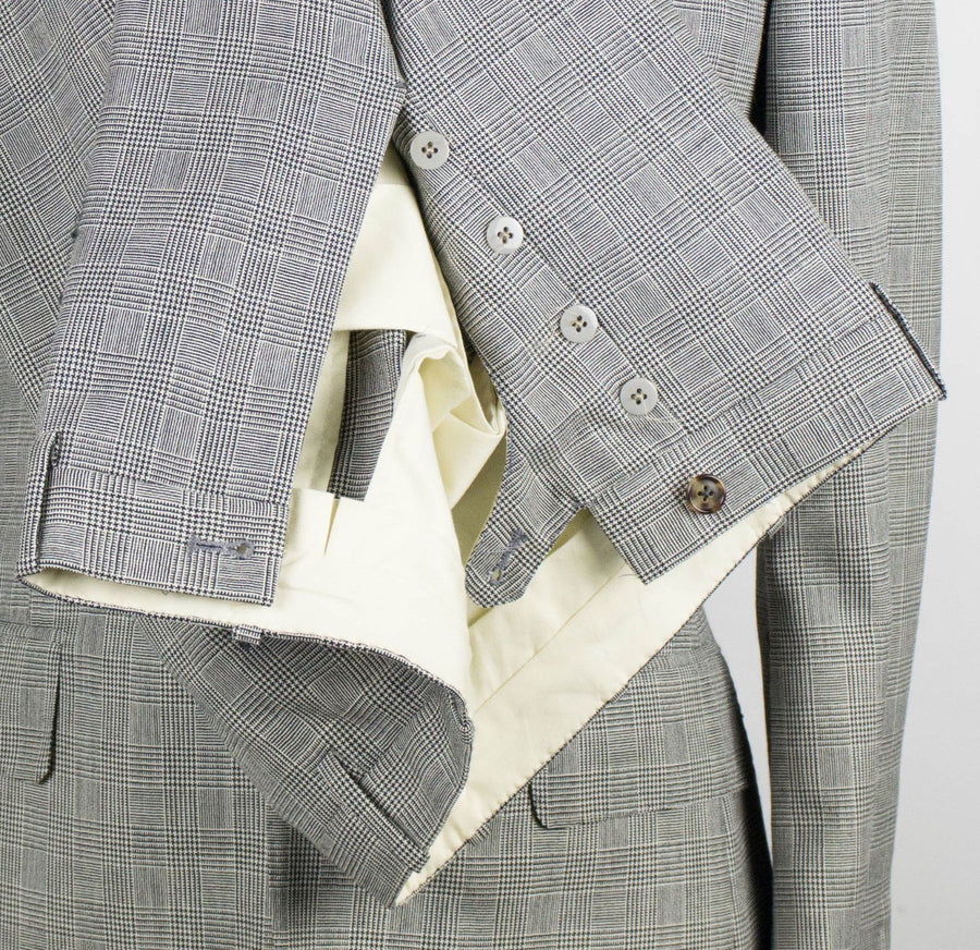 Martin Greenfiel Glen Plaid 2 Button Wool Suit - Gray
