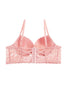 Ladies fashion floral lace overlayed long line bra