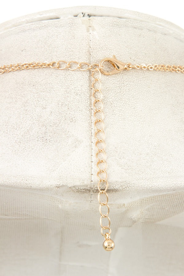 Half framed gemstone double row necklace