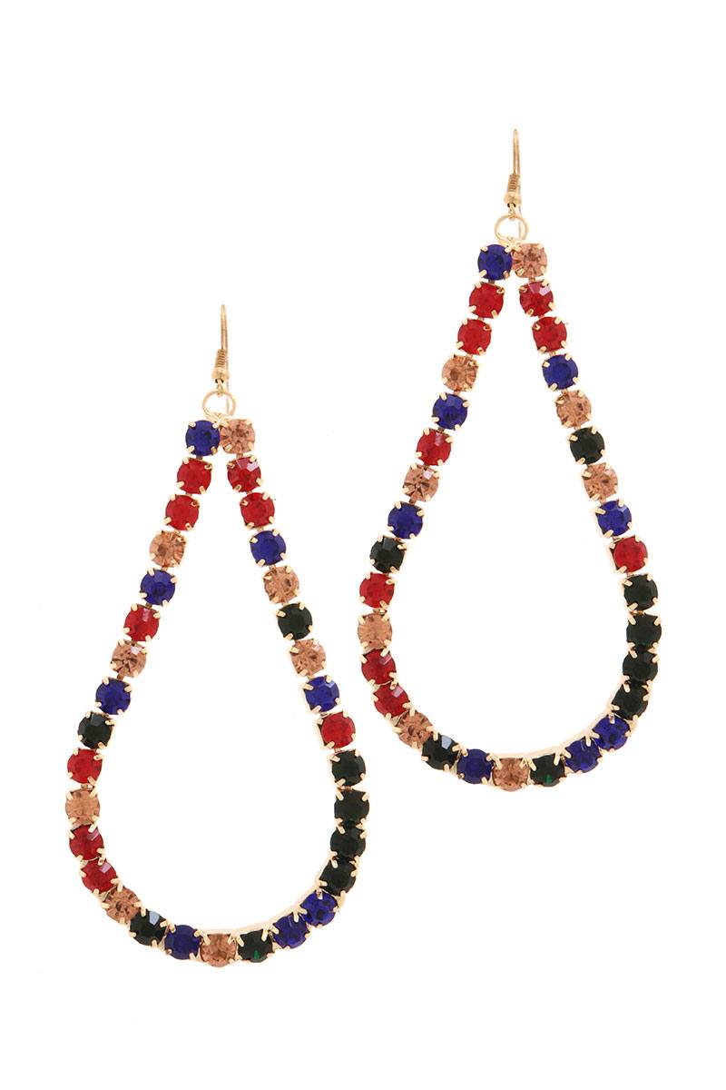 Oversize tear drop shape rhinestone earring