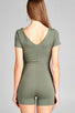 Ladies fashion short sleeve v-neck w/strappy strap cotton spandex bodycon romper