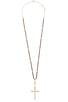 Elongated glass bead cross pendant necklace