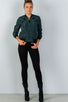 Ladies fashion front zipper closure sides laceup bomber jacket