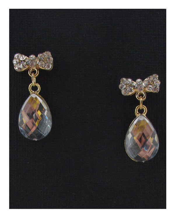 Bow rhinestone drop earrings