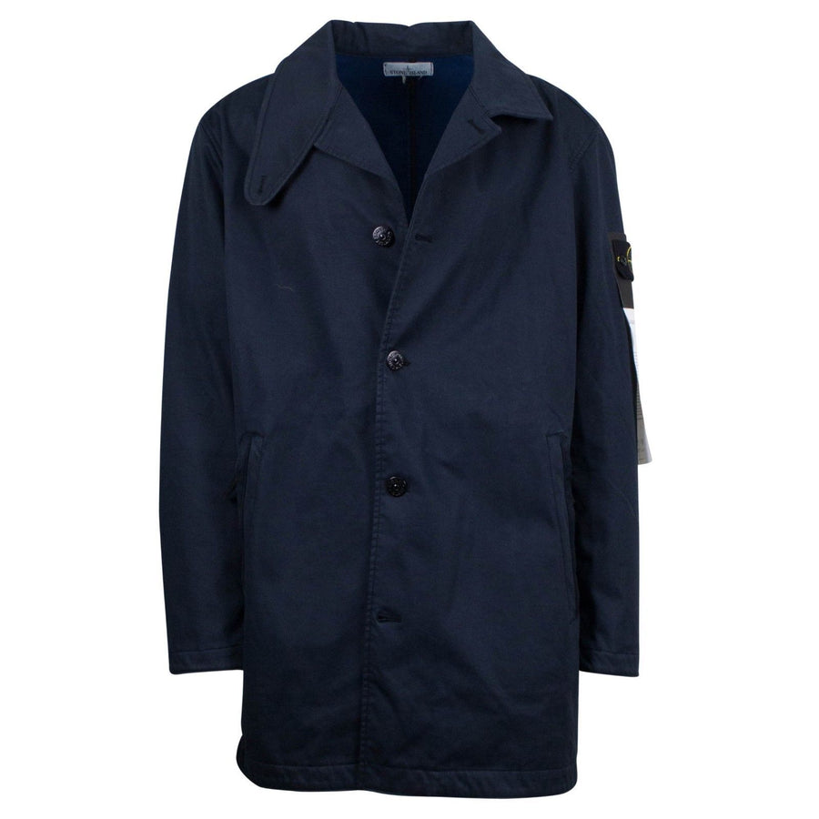 Navy 'Raso Gommato Flock' Mid-length Trench Jacket